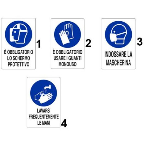10PZ CARTELLO SEGNALETICA OBBLIGATORIO SCHERMO PROTETTIVO
