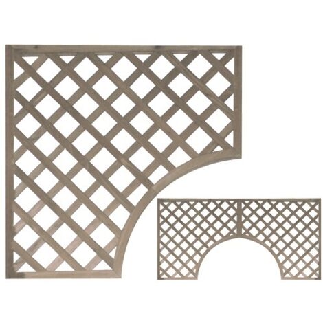 Pannello Grigliato Giardino Semiarco Mod. Patio 90X90 Cm In Legno Tropicale Naturale 1Pz (1/2)