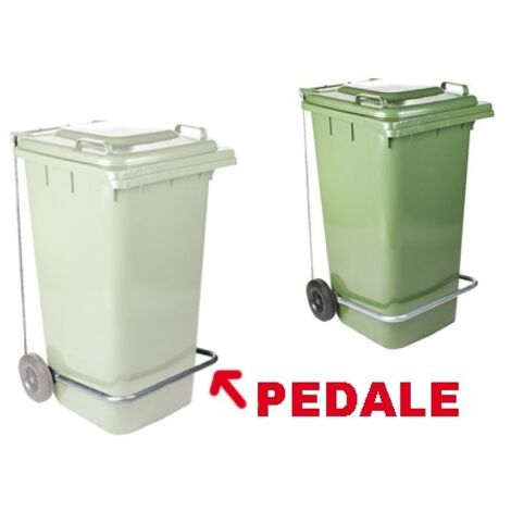 PEDALE PER BIDONI QUADRI CON RUOTE PER RIFIUTI RACCOLTA DIFFERENZIATA DA 240LT