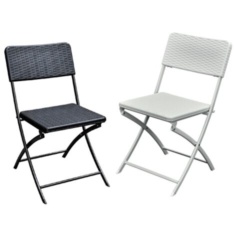 Sedia polyrattan pieghevole nera 54x44xH81 cm – Struttura in acciaio verniciato a polvere – Seduta e schienale in resina effetto rattan – Confezione da 2 pezzi – Defibrico (1/6)