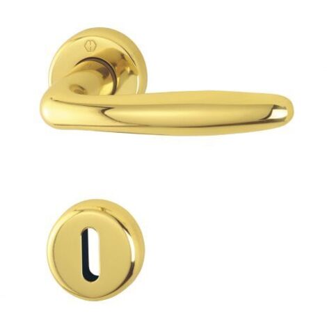 MANIGLIA OTTONE PER PORTE HOPPE MOD. ROISSY CON ROSETTA (23585) (1/2)
