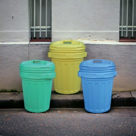 Bidone immondizia + coperchio a vite verde lt 70 cm 45 h.cm 62