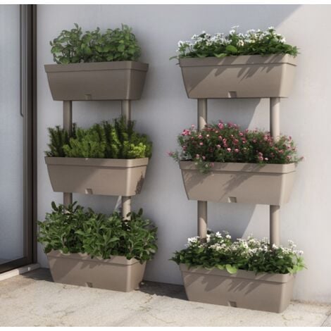 FIORIERA DA GIARDINO KIT 3PZ TORTORA CM 50X17X100H