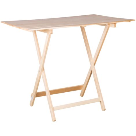 Tavolo pieghevole in legno di faggio 60x80xH75 cm – Portatile per campeggio e picnic – Finitura naturale per uso esterno – Brixo (1/5)