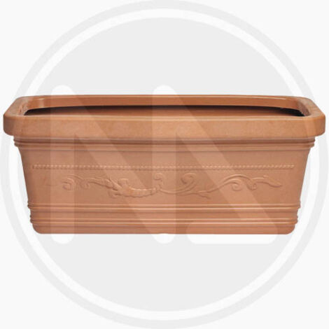 VASO FIORIERE RETTANGOLARE MAXI FESTONATO DOPPIO BORDO TERRACOTTA CM. 100x45x41H (1/2)