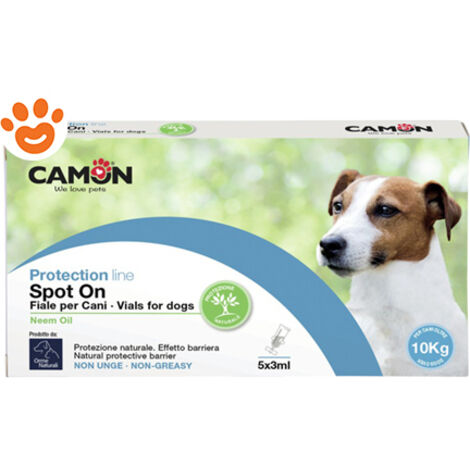 Spot-On Camon Protection cane 0-10 kg 5 fiale 3 ml – Olio di Neem – Protezione naturale