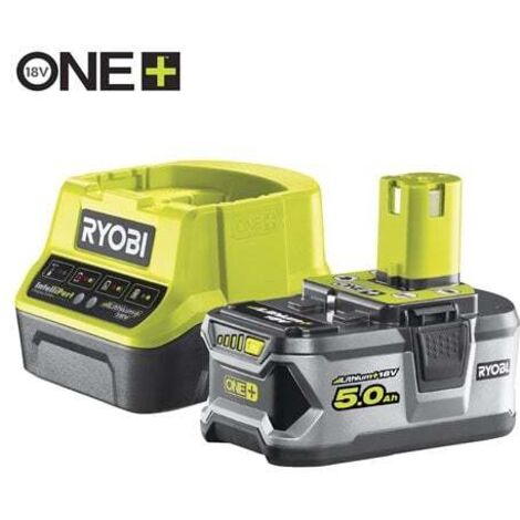 Ryobi RC18120-150 Kit Ryobi con Caricabatterie e 1 Batteria da5.0Ah al Litio 18V ONE+, con 4 Indicatori di Stato di Carica, Grande Autonomia