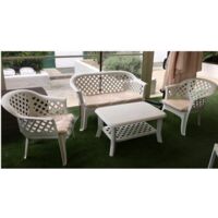 SALOTTO SET DA GIARDINO IN RESINA BIANCO VERANDA 4 PEZZI MADE IN ITALY