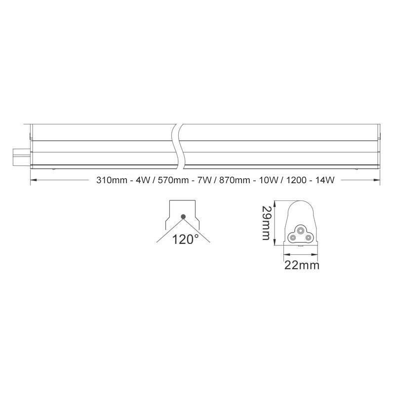 Tube LED T5 31cm 4W avec interrupteur