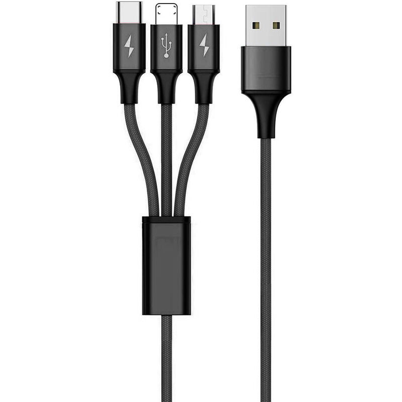 3 EN 1 Chargeur Multiple Cordon Câble d'éclairage de type C Micro USB  Données Ch