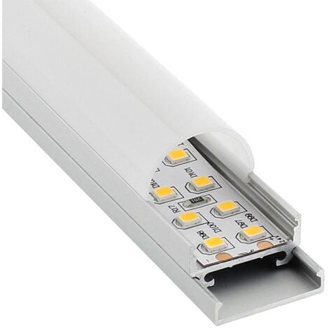 Profilé Alu Anodisé Pour Bande LED - 5 X 1 M, Couvercle Blanc Laiteux, Montage Facile