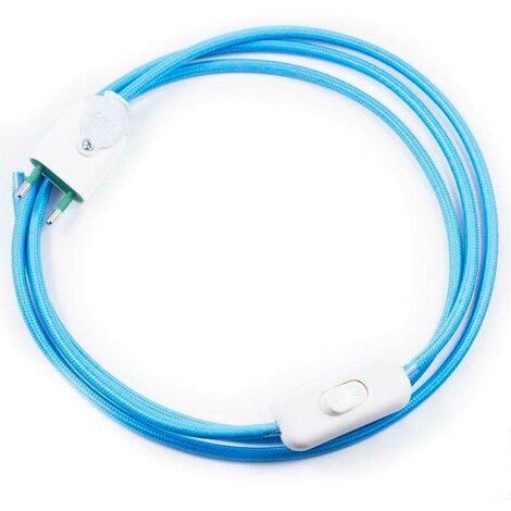 Câble textile avec interrupteur et prise, 2x0.75mm, 2m, bleu
