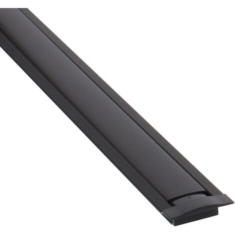 Profilé LED Alu Noir 2m Avec Couvercle Laiteux – Pour Bandes LED Jusqu'à 10 Mm – Éclairage Indirect Haut De Gamme