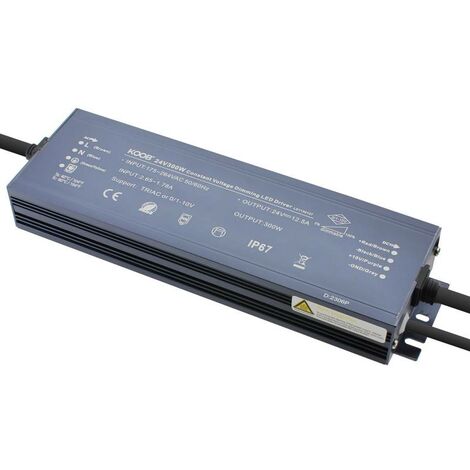 thumbnail image 2 of 300W IP67 Waterproof LED Power Supply - 24V DC Dimmable Driver With 0-10V & TRIAC Control 2 of 10