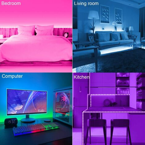 Bande lumineuse LED, JESLED 5M Smart Wifi Bandes lumineuses LED pour  chambre à coucher Fonctionne avec
