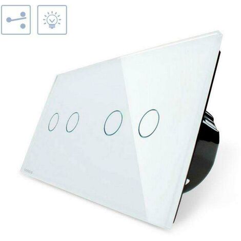 Interrupteur tactile, 4 boutons, face avant blanche (1/5)