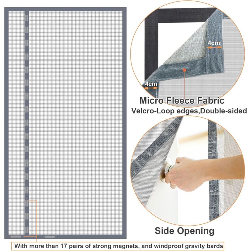 Moustiquaire Porte Magnétique 70 X 190 Cm Rideau Moustiquaire Pour