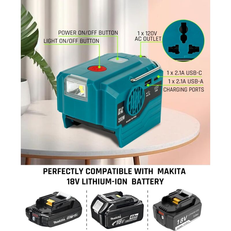 Onduleur Intelligent 120W Pour Batterie Makita 18V - Multifonctionnel - Neuf Sous Emballage