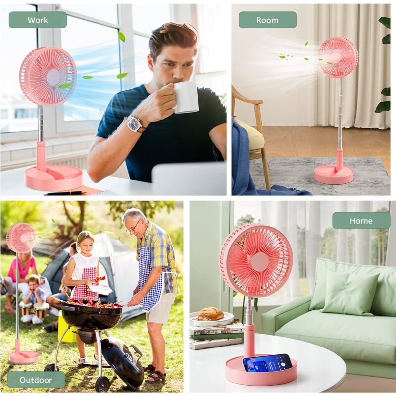 Ventilateur Sur Pied Silencieux 8 Pouces - Télécommande, Oscillation, Batterie 7200mAh USB-C, Portable Pour Chambre Bureau Camping