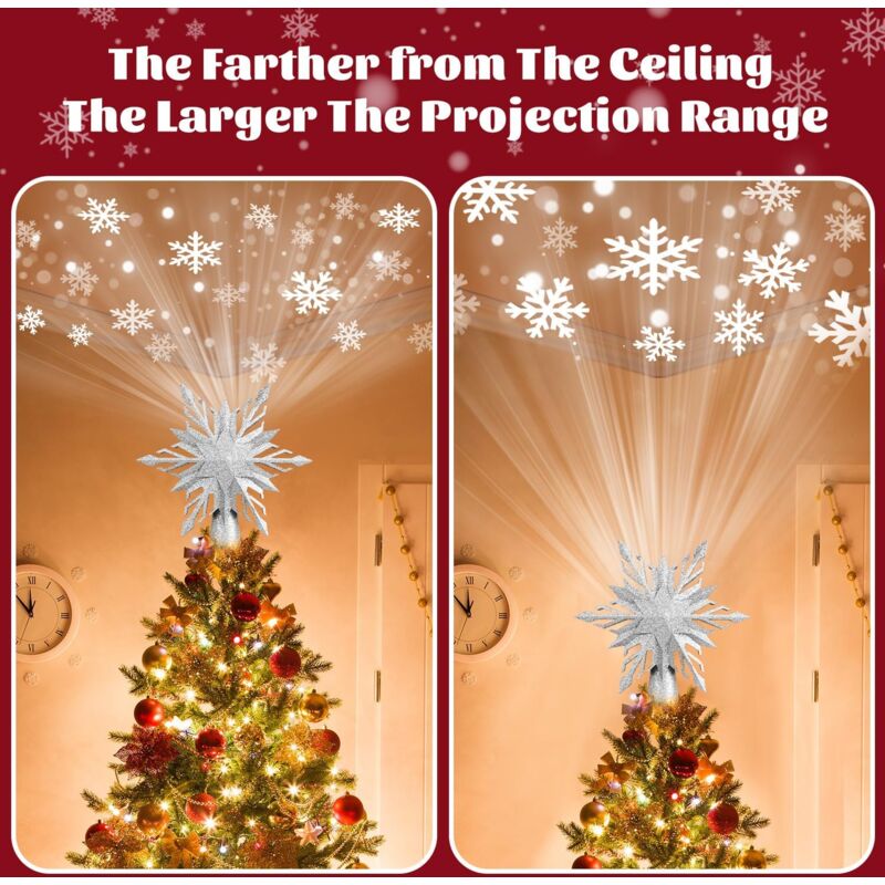 Projecteur Noel Exterieur Projecteur De Fête De Noël Flocon De Neige, Lumières LED Rotatives De Scène