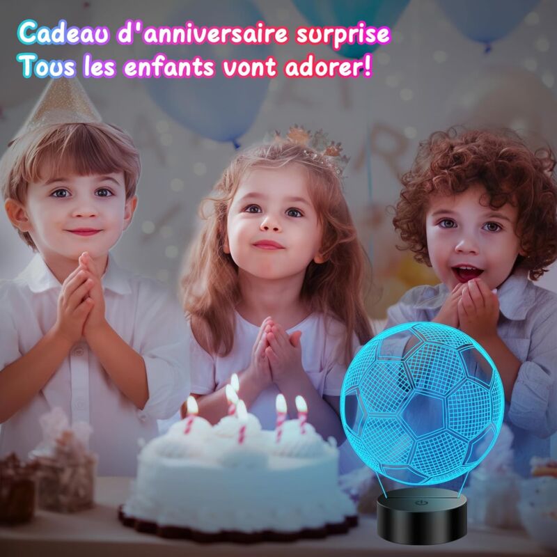 Lampe 3D Illusion Football - 16 Couleurs Changeantes, Télécommande, Décoration De Bureau, Cadeau Pour Enfants Et Fans | Veilleuse LED Creative Thcohee