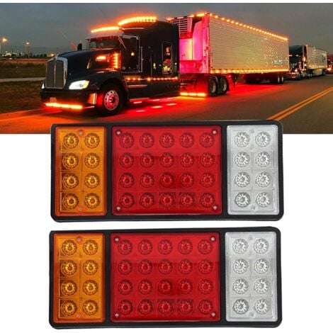 Lot de 2 feux arrière de voiture 12V 36 LED, clignotants d'arrêt pour camion remorque camion caravane Van feu de recul