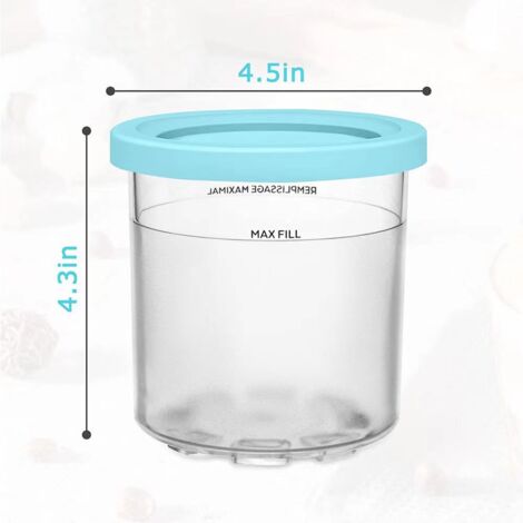 Bacs À Crème Glacée pour Ninja Creami,crème Glacée Compatibles avec Les Sorbetières Ninja La Série NC301 NC300 NC299AMZ, sans BPA Et Lavables Au Lave-Vaisselle (4 paquets+cuillère)