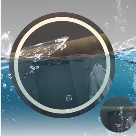 Miroir de salle de bain LED rond de 40 cm avec lumière et anti-buée, miroir mural LED tactile avec lumière blanche