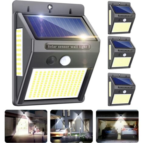 Lampe Solaire Extérieure Innosinpo 4 pcs 216 LED 1000 Lumens Lumière Solaire Extérieure avec Détecteur de Mouvement Grand Angle 300º Éclairage Solaire Extérieur Étanche IP65 Murale pour Jardin entrée