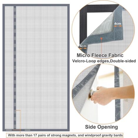 Moustiquaire De Porte Magnétique 80 X 190 Cm Rideau De Porte Moustiquaire Fermeture Automatique Moustiquaire Pour Porte, Couloirs, Patio, Empêche
