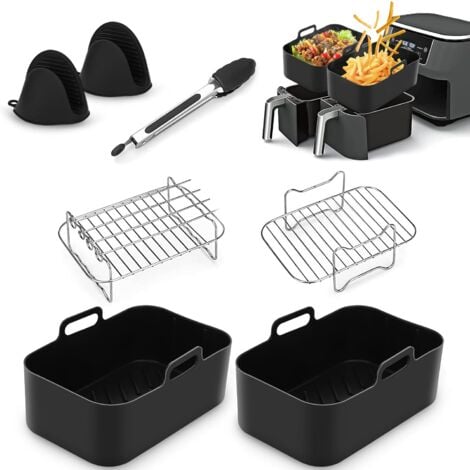 Pack de 7 accessoires pour friteuse à air Ninja AF400UK et AF451UK, doublure de friteuse à air en silicone, support de friteuse à air, gants en silicone, pinces à four