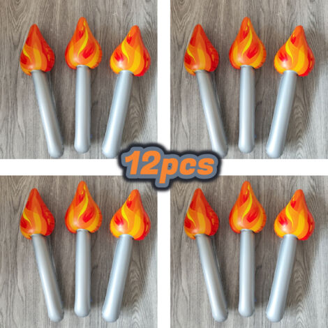Set Torches Gonflables Et Médailles Métal – 4 Torches + 6 Médailles Or/argent/bronze, Pour Jeux Olympiades
