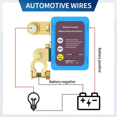 Coupe Circuit Batterie 12V,Coupe Batterie 240A,Coupe Batterie Voiture,Interrupteur D'arrêt Automatique pour Voiture,Bateau,RV,ATV,Camion