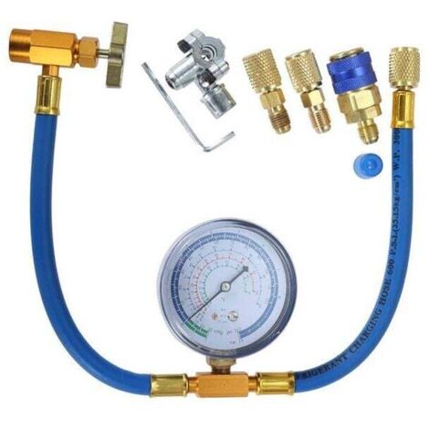 Tuyau De Recharge R134A Avec Manomètre - Pour Climatisation Auto R12/R134A - Tuyau Haute Pression Avec Valve De Sûreté