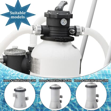 Lot De 2 Tuyaux De 32 Mm Pour Pompe De Piscine Avec 4 Clips De Securite Et 1 Raccord Tuyau De Filtration De 150 Cm 96245361