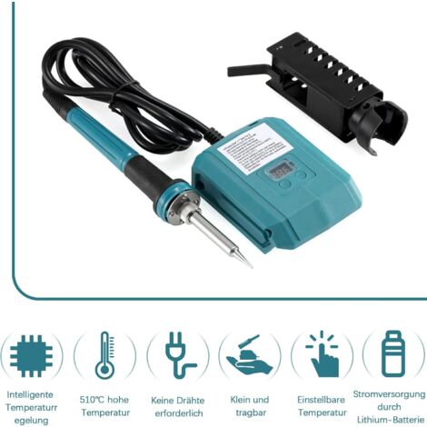 Fer à Souder Sans Fil 60W Compatible Batterie Makita 18V - Kit Complet Avec 5 Pointes Et Fil à Souder