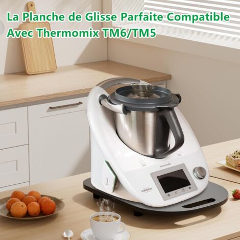 Planche Coulissante en Acrylique Mat Pour Thermomix TM6 TM5: Glisseur Pour un Déplacement Facile, Accessoire Pour Robot de Cuisine Thermomix, Mouvement Rapide(Noir)