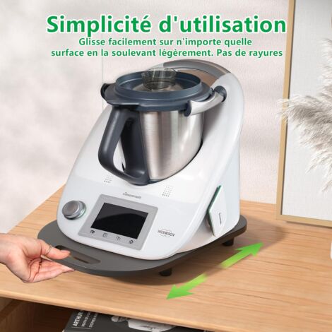 Planche Coulissante en Acrylique Mat Pour Thermomix TM6 TM5: Glisseur Pour un Déplacement Facile, Accessoire Pour Robot de Cuisine Thermomix, Mouvement Rapide(Noir)
