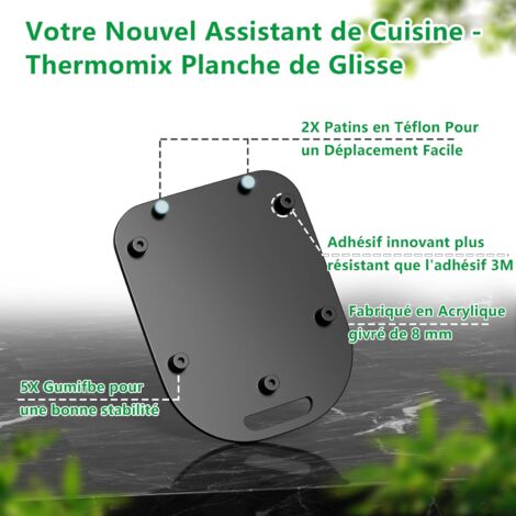 Planche Coulissante en Acrylique Mat Pour Thermomix TM6 TM5: Glisseur Pour un Déplacement Facile, Accessoire Pour Robot de Cuisine Thermomix, Mouvement Rapide(Noir)