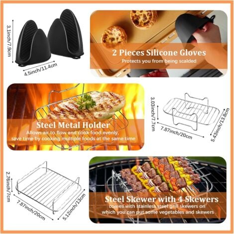 14 Pièces Silicone Accessoires Air Fryer pour FriteuseSilicone Accessoires Air Fryer pour Friteuse,Silicone Moule Air Fryer pour 10.4 L AF500EU, AF500EU Accessoires 1×10.4L+2×5.2L