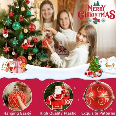 Lot De 52 Boules De Noël En Plastique Incassable Pour Décoration De Sapin De Noël, Couronne, Guirlande, Fête De Mariage, Décoration D'intérieur