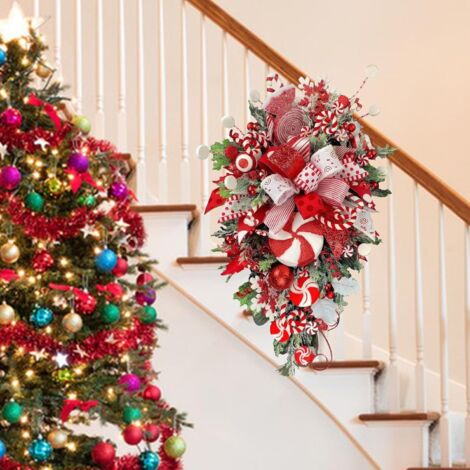 CITYES Décoration De Noël Avec Baies Et Nœuds En Ruban - Boules De Noël De 70 Cm - Décoration De Noël Pour Porte D'entrée, Festival, Décoration Murale, Arche De Fenêtre