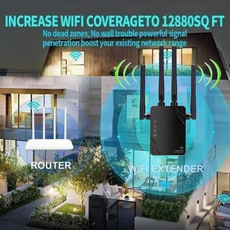 Répéteur WiFi 1200 Mbps Dual-Band - Amplificateur Signal Avec 4 Antennes Pour Maison/Bureau - 2