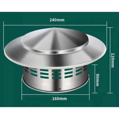 Terminal de désenfumage Capuchon d'aération en acier inoxydable SUS304, diamètre 150 mm