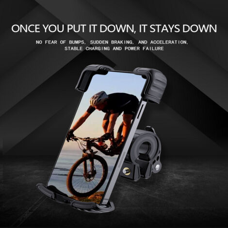 Support Téléphone Silicone Pour Vélo, Moto, VTT - Rotation 360° - Sangle Flexible - Compatible Interface Garmin - Noir