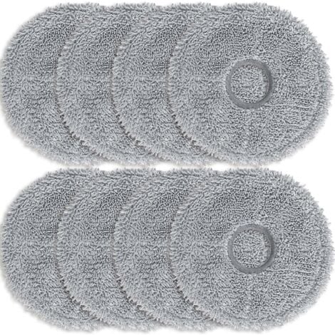 Lot de 8 lingettes microfibres gris foncé pour aspirateurs robots Dreame L10s Ultra / L10 Ultra / L20 Ultra / L10s Pro Ultra Heat / X40 Ultra Complete et Xiaomi X10+ / X20+. Accessoires de rechange.