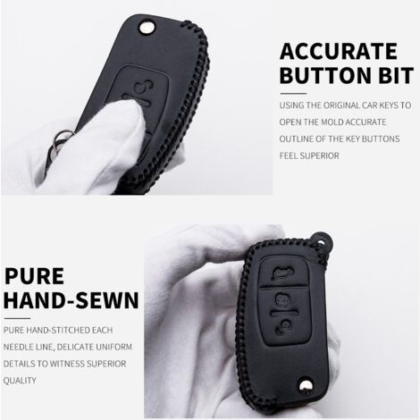 KASER Housse Étui En Cuir Pour Clé Voiture Ford - Protection Élégante Keyless GO 3 Boutons
