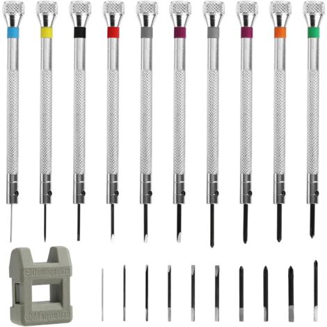 Kit De 8 Tournevis De Précision Pour Réparer Lunettes Et Montres - Tailles Plates 0,6 à 1,6 Mm Et Cruciformes 1,4/1,6 Mm