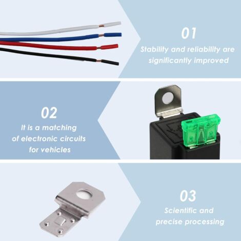 DollaTek 6Pcs 12V 30A Fusible De Commutateur De Relais De Fusible, Fusible De Lame ATO/ATC, Relais électrique Automobile SPST à 4 Broches Avec Fils Résistants 14 AWG
