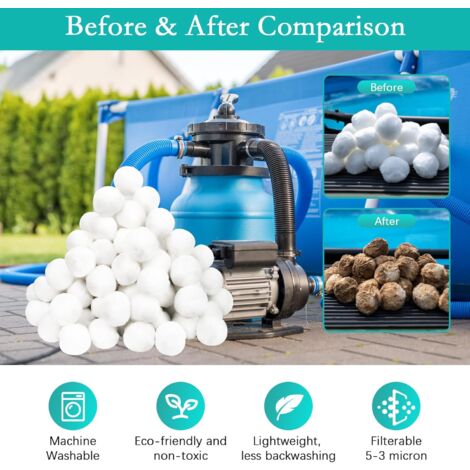 Balles Filtrantes Pour Piscine 800g | Remplacement Du Sable, Lavables, Légères | Compatibles Filtres à Sable, Aquariums, étangs - 5